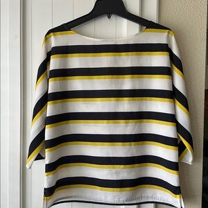 LOFT Yellow and Black Striped Blouse